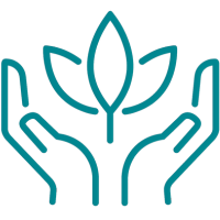 Hands cradling leaf shoots to denote empowerment